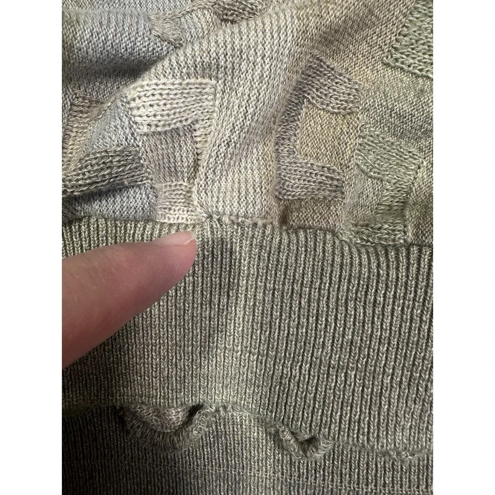Tundra Canada Sweater Mens XL Pullover Knit Beige Green Geometric Crew 90s Cosby